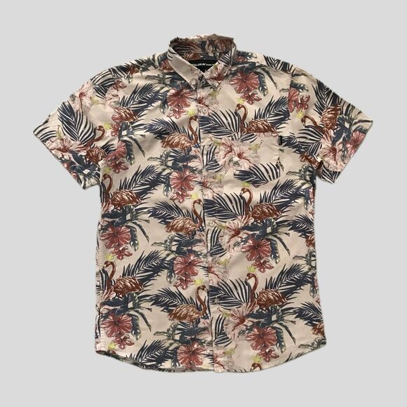 Molokai Surf Co Flamingo Floral Beach Hawaiian Mens Cotton Casual Shirt M - Picture 2 of 7